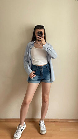 PASS&PASS 2060 KOT ŞORT LAZERLİ DUBLE PAÇA 