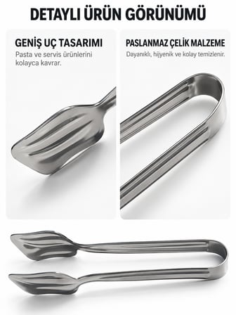 BEYLİNİ Paslanmaz Çelik Pasta Maşası Kek Börek Kurabiye Servis Maşası Tatlı Sunum Maşası Mutfak Servis Aparatı