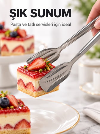 BEYLİNİ Paslanmaz Çelik Pasta Maşası Kek Börek Kurabiye Servis Maşası Tatlı Sunum Maşası Mutfak Servis Aparatı