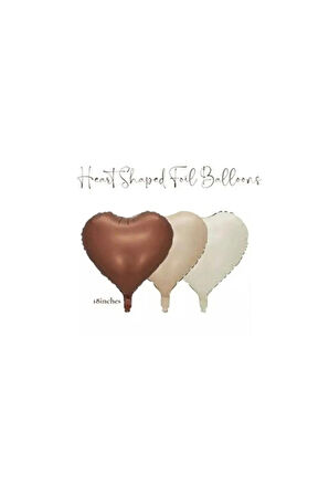 Kahve Retro Stin Renkler Balon Demeti 3 lü Folyo Kalp Balon