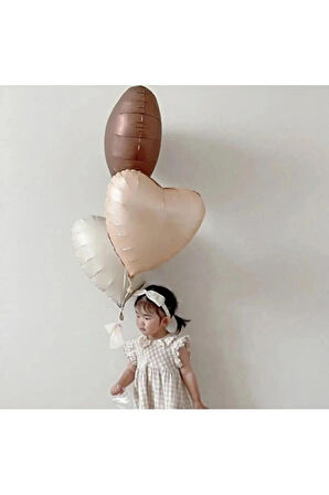 Kahve Retro Stin Renkler Balon Demeti 3 lü Folyo Kalp Balon