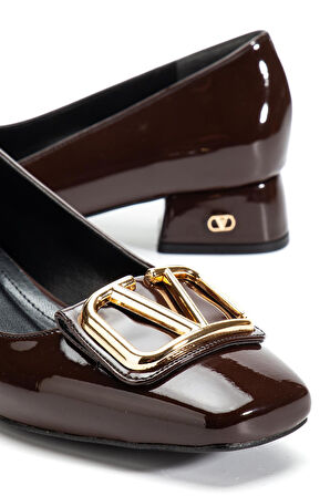 Suins Premium Pauly Model Kadın Orta Topuklu Siyah Kahve Bordo Ayakkabı