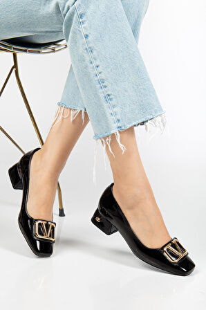 Suins Premium Pauly Model Kadın Orta Topuklu Siyah Kahve Bordo Ayakkabı