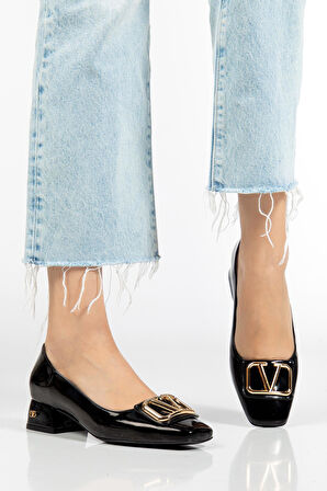 Suins Premium Pauly Model Kadın Orta Topuklu Siyah Kahve Bordo Ayakkabı