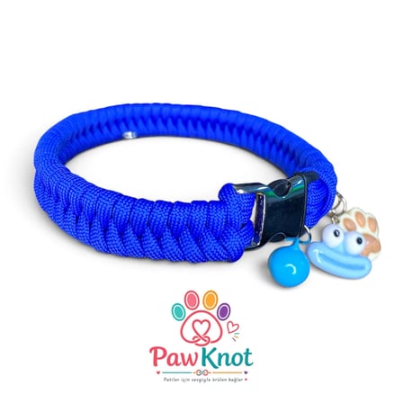 Fishbone Blue Paracord Evcil Hayvan Tasması Hand Made