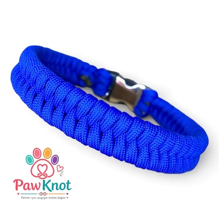 Fishbone Blue Paracord Evcil Hayvan Tasması Hand Made