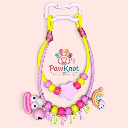 Bubblegum Evcil Hayvan Kolyesi Paracord Özel İsimli