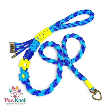  Sky Bloom Set Paracord Hand Made Köpek/Kedi Göğüs Tasması ve Kayış Seti Papatyalı
