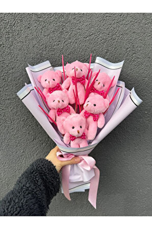 Ayıcık Buketi, Pembe Ayıcık Buketi,Kadınlar Günü Hediyesi,Sevgiliye Hediye,Doğum Günü