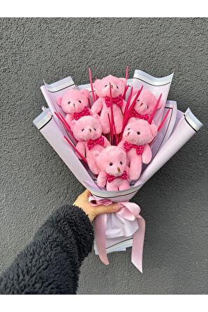 Ayıcık Buketi, Pembe Ayıcık Buketi,Kadınlar Günü Hediyesi,Sevgiliye Hediye,Doğum Günü