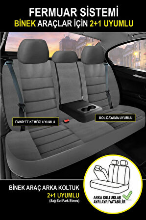 Dacia Duster (facelift 2013) 1.5 Dci (110 Hp) Fap 2016 UYUMLU  Tay Tüyü Oto Koltuk Kılıfı FÜME