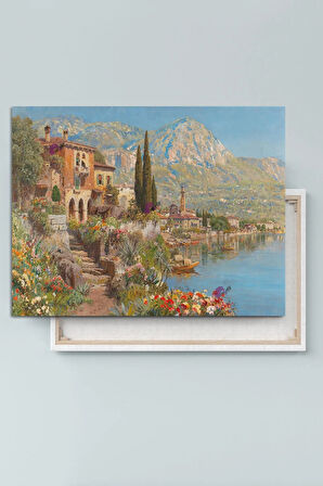 Alois Arnegger Garda Gölü'ndeki Riva Manzarası Sanatsal Kanvas Tablo (7 farklı ölçü)
