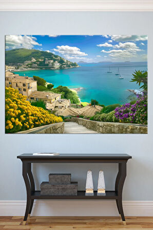 Deniz Sahil Şehir Manzara Doğa Kanvas Tablo