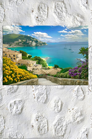 Deniz Sahil Şehir Manzara Doğa Kanvas Tablo