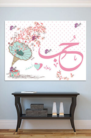 Hub ( AŞK) Yazılı İsim Yazdırabileceğiniz İslami Dini Hat Kanvas Tablo (8 Farklı Ölçü)