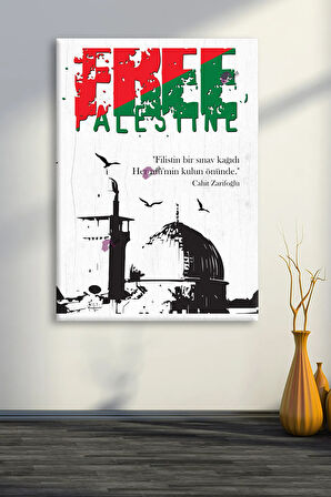 Filistin Kudüs Mescidi Aksa İslami Dini Hat Kanvas Tablo ( 7 Farklı Ölçü )