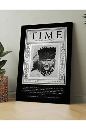 Atatürk Mustafa Kemal Time Dergisi Kanvas Tablo Okullara İşyerlerine Uygun (8 Farklı Ölçü)