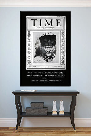 Atatürk Mustafa Kemal Time Dergisi Kanvas Tablo Okullara İşyerlerine Uygun (8 Farklı Ölçü)