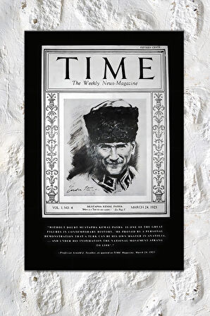 Atatürk Mustafa Kemal Time Dergisi Kanvas Tablo Okullara İşyerlerine Uygun (8 Farklı Ölçü)