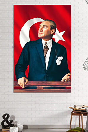 Atatürk Mustafa Kemal Kanvas Tablo Okullara İşyerlerine Uygun (8 Farklı Ölçü)