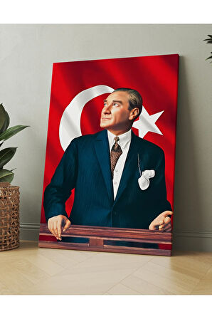 Atatürk Mustafa Kemal Kanvas Tablo Okullara İşyerlerine Uygun (8 Farklı Ölçü)