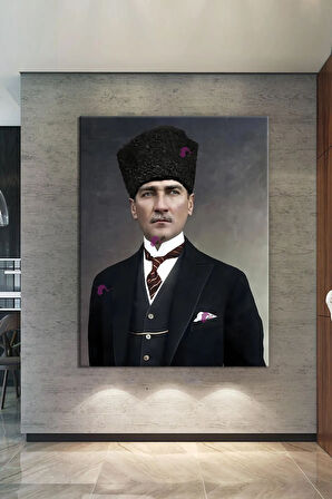 Atatürk Mustafa Kemal Kanvas Tablo Okullara İşyerlerine Uygun (8 Farklı Ölçü)