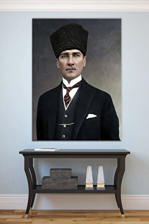 Atatürk Mustafa Kemal Kanvas Tablo Okullara İşyerlerine Uygun (8 Farklı Ölçü)