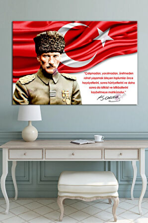 Atatürk Mustafa Kemal Kanvas Tablo Okullara İşyerlerine Uygun (8 Farklı Ölçü)