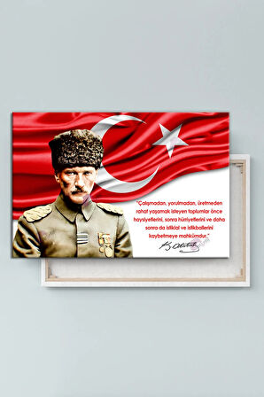 Atatürk Mustafa Kemal Kanvas Tablo Okullara İşyerlerine Uygun (8 Farklı Ölçü)
