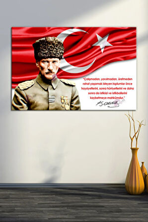Atatürk Mustafa Kemal Kanvas Tablo Okullara İşyerlerine Uygun (8 Farklı Ölçü)