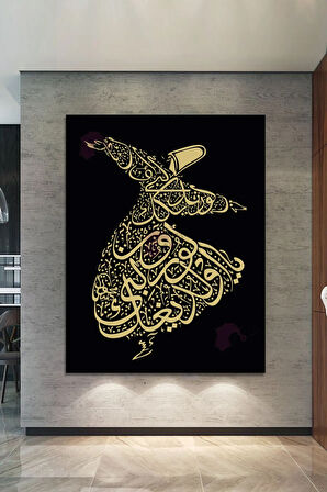 Ya olduğun Gibi Görün Ya Göründüğün Gibi Ol Mevlana İslami Dini Hat Kanvas Tablo ( 7 Farklı Ölçü )