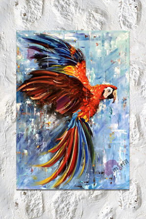 Rekli Papağan Yağlıboya Görünümlü Kanvas Tablo Okullara İşyerlerine Uygun (8 Farklı Ölçü)