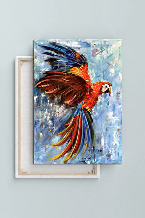 Rekli Papağan Yağlıboya Görünümlü Kanvas Tablo Okullara İşyerlerine Uygun (8 Farklı Ölçü)