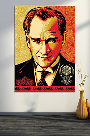 Atatürk Mustafa Kemal Kanvas Tablo Okullara İşyerlerine Uygun (8 Farklı Ölçü)
