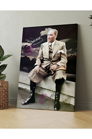 Atatürk Mustafa Kemal Kanvas Tablo Okullara İşyerlerine Uygun (8 Farklı Ölçü)