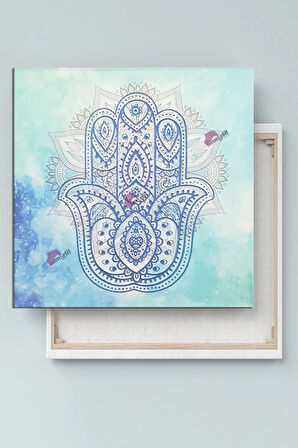 Fatımanın Eli Mavi Hat Kanvas Tablo