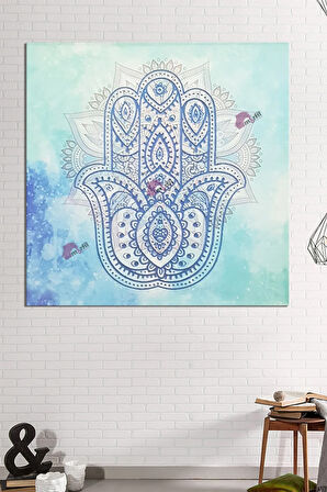 Fatımanın Eli Mavi Hat Kanvas Tablo