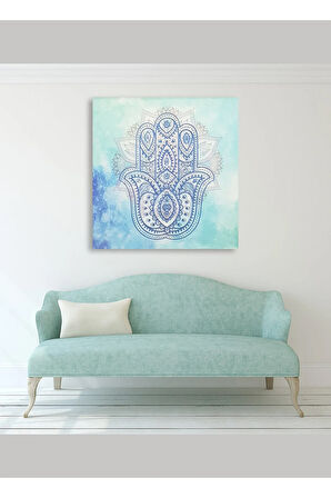 Fatımanın Eli Mavi Hat Kanvas Tablo