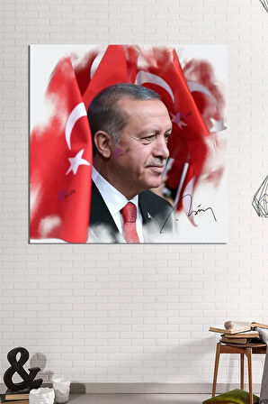 Recep Tayyip Erdoğan Yağlıboya Efektli Başkan Erdoğan Rte Kanvas Tablo (7 Farklı Ölçü)