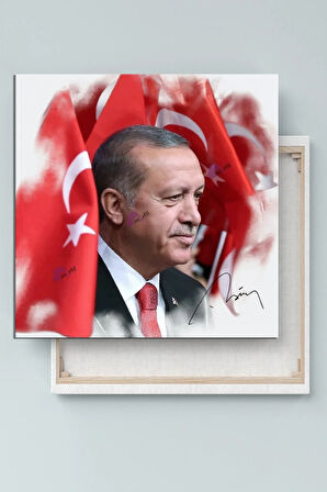 Recep Tayyip Erdoğan Yağlıboya Efektli Başkan Erdoğan Rte Kanvas Tablo (7 Farklı Ölçü)