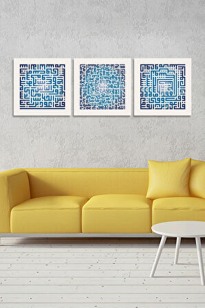 Nas Felak Ayetel Kürsi Islami Dini Hat Kanvas Tablo (1 Adedin Ölçüsü 3 Adedin  )