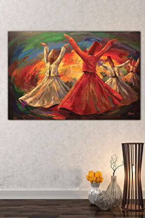 Mevlevi Dervişler Dini Islami Hat Kanvas Tablo