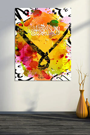 Kelimei Tevhid Islami Dini Hat Kanvas Tablo