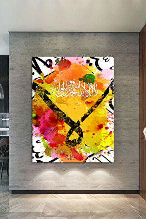 Kelimei Tevhid Islami Dini Hat Kanvas Tablo
