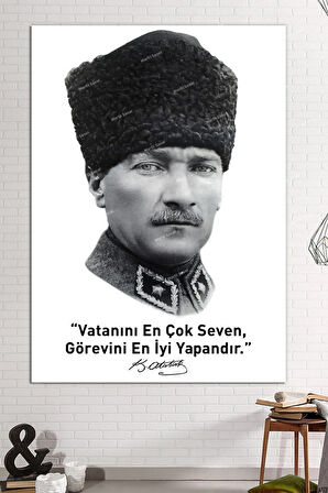 Atatürk Mustafa Kemal Kanvas Tablo ( 7 Farklı Ölçü )