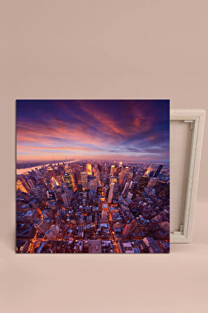 New York Manhathan Gece Şehir Manzara Kanvas Tablo