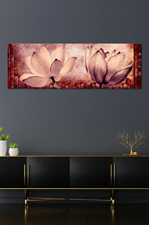 Lotus Çiçekler Vintage Çiçekler Kanvas Tablo (7 Farklı Ölçü)