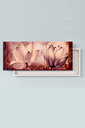 Lotus Çiçekler Vintage Çiçekler Kanvas Tablo (7 Farklı Ölçü)