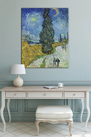 Vincent Van Gogh Selvili Ve Yıldızlı Yol Road With Cypress And Star (8 Farklı Ölçü)