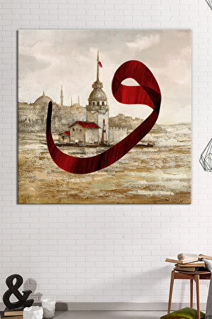 Kızkulesi Istanbul Ve Vav Yağlıboya Efektli Dekoratif Kanvas Tablo